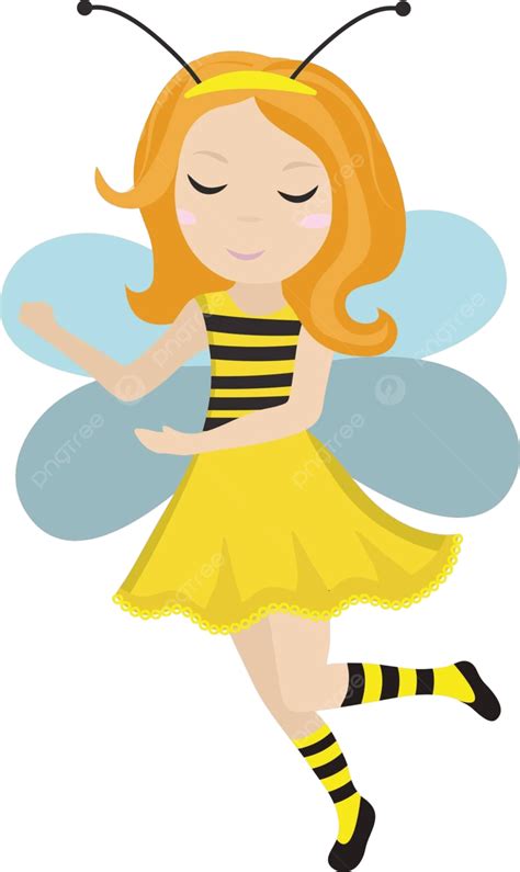 Cute Bee Girl In Carnival Costume Vector Icon Vector Young Funny Girl Png And Vector With