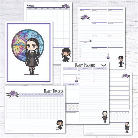 Free Printable Wednesday Addams Planning Pages — Krafty Planner