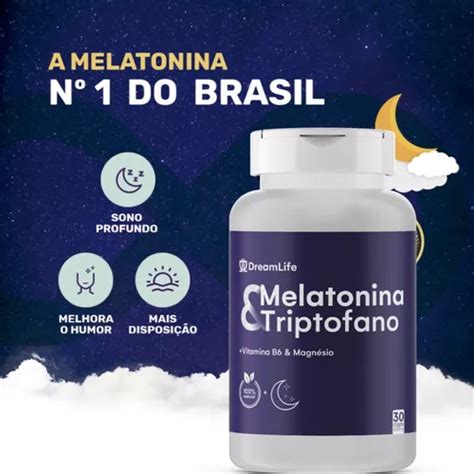 Melatonina E Triptofano 30 Cápsulas Niacina Suplemento Parcelamento