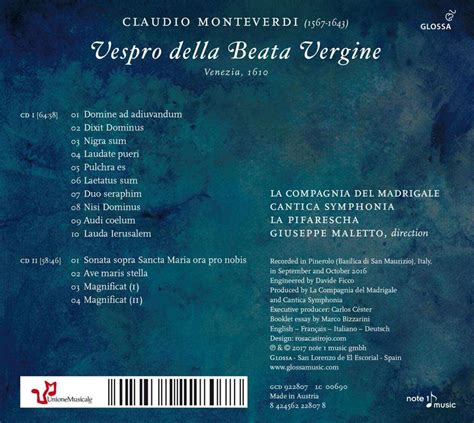 Claudio Monteverdi Vespro Della Beata Vergine Cds Jpc