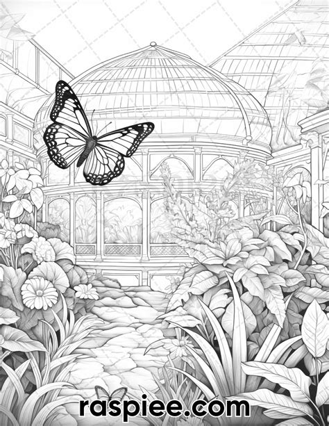 60 Victorian Greenhouse Grayscale Adult Coloring Pages Printable Pdf Victorian Greenhouse