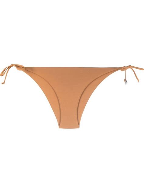 FISICO Fisico Womans Camel Ribbed Fabric Bikini Bottom Editorialist