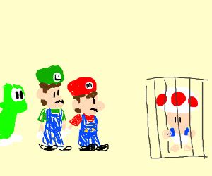 Mario Luigi And Yoshi Rescueing Toad Drawception