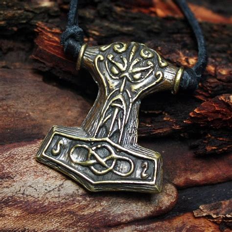 Bronze Mjolnir Thor's Hammer Thor Face Vikings by MAGICrebEL