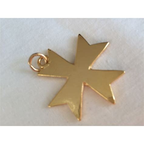 Pendentif Maconnique Croix Templiere Bijou Emaille Rouge Sur Or Fin