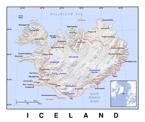 Regions Of Iceland Political Map With Capital Eight Off