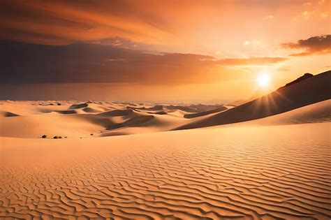 Um pôr do sol no deserto o sol se pondo sobre o deserto Foto Premium