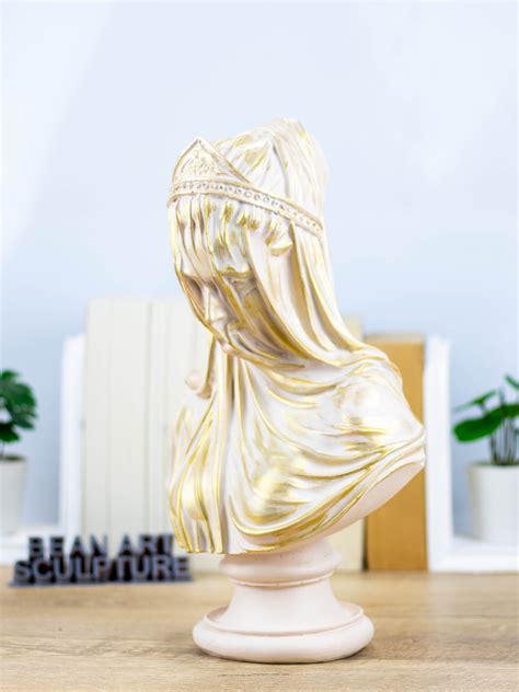 Gold White Sculpture Virgin Mary Bustlarge Veiled Lady Etsy