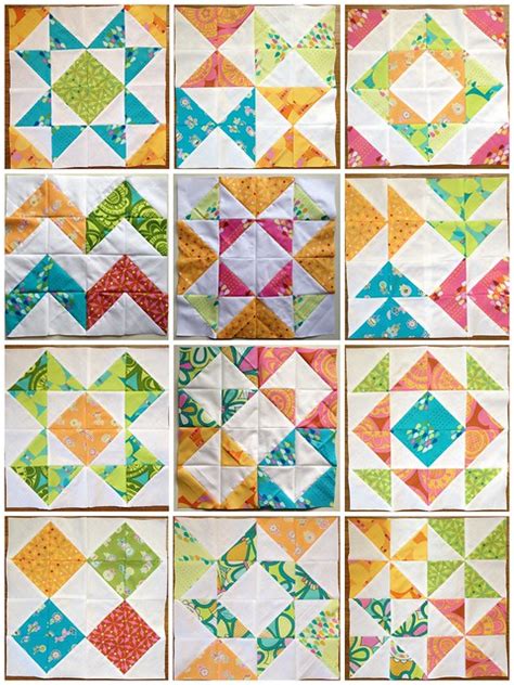 In Color Order Hst Bom Blocks Finished Blossom Heart Quilts