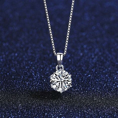 1ct D Color Moissanite Pendant Necklace 925 Sterling Silver Etsy