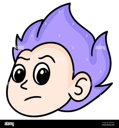 Head Emoticon Of A Purple Haired Man With An Arrogant Face Doodle Icon