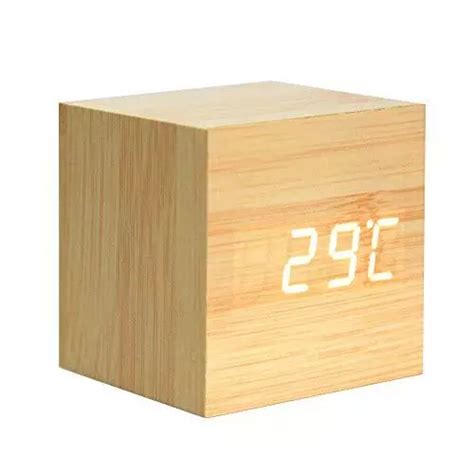 Lancoon R Veil En Bois Mini Horloge Num Rique Avec Affichage De L