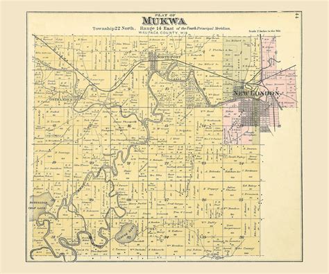 1889 Map Of Mukwa Township Waupaca County Wisconsin Etsy