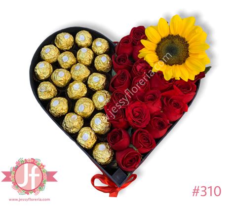 Corazón rosas girasol y Ferrero Envíos GRATIS Mismo día 2 a 4 Hrs