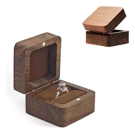 Caja De Madera Nogal Para Un Anillos De Boda O Compromiso Meses Sin