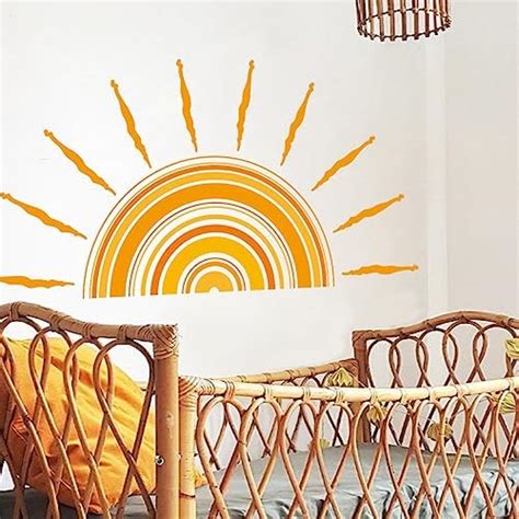 Amazon Supzone Half Sun Wall Stickers Large Golden Sunrise Wall