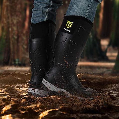 Tidewe Rubber Boots For Men Waterproof Durable Unique Design Rain Boots Neoprene Hunting Boots