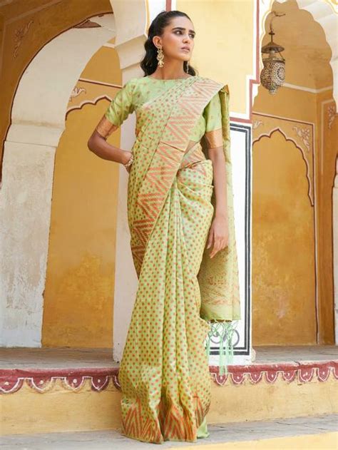 Buy Janasya Rashmika X Saji Saheli Women S Pista Green Silk Blend