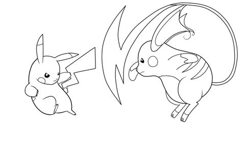 Kawaii Pikachu Fight Raichu Coloring Pages To Color Pokemon Coloring