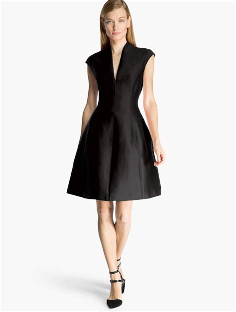 Lyst Halston Structured Silk Faille Dress In Black