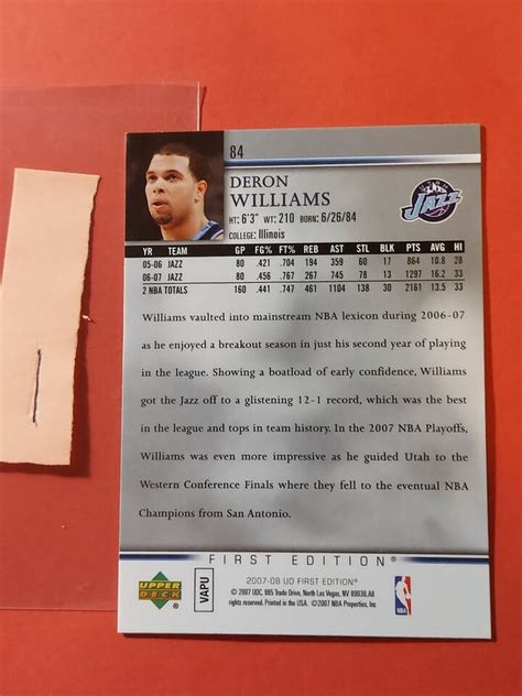 Upper Deck First Edition Deron Williams Cd Ebay