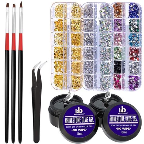 Amazon Nail Art Ml No Wipe Rhinestone Glue Gel Kit Led Light