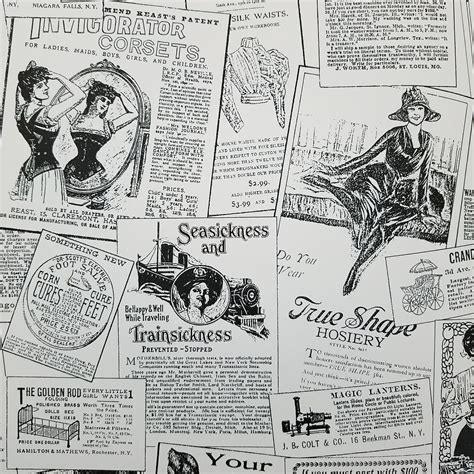 Black White Vintage Ads Wallpaper Bk32083 D Marie Interiors