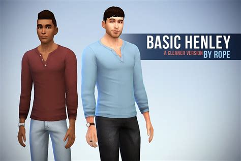 My Sims 4 Blog Basic Henley And V Neck Shirts For Teen Elder Males By Rope