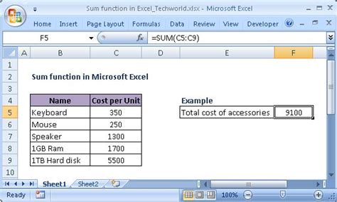 How To Use The Sum Function In Microsoft Excel Techworld This