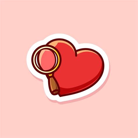 Premium Vector Vector Cute Cartoon Of Red Heart With Magnifying Glass