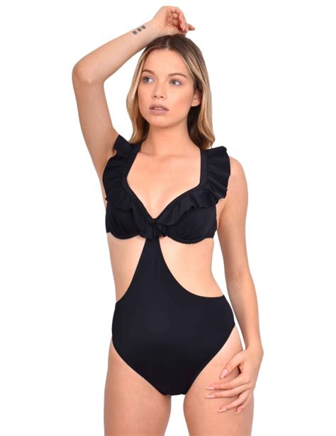 Trikini De Trajes De Baño Con Vuelos Negro Samia Cl Tamaño S Color Negro