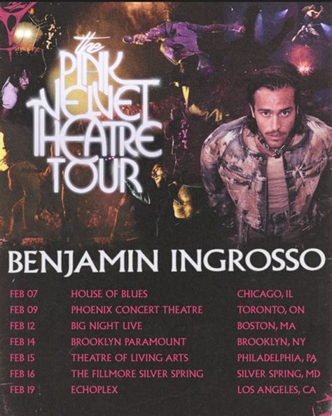 Benjamin Ingrosso Announces Pink Velvet Theatre North American Tour