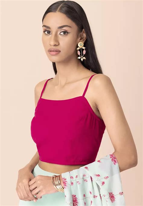 Buy Indya Hot Pink Smocked Strappy Crop Top 2024 Online Zalora Singapore