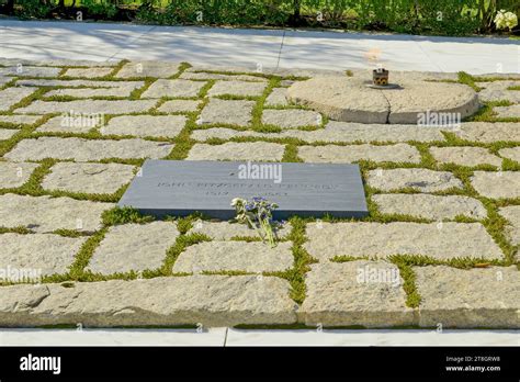 The Eternal Flame And Headstone Of President John F Kennedy At