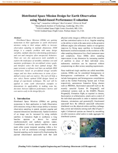 Pdf Distributed Space Mission Design For Earth Observation Using