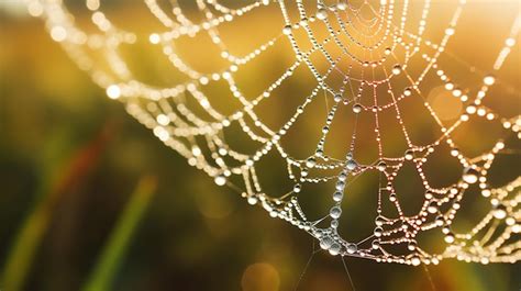 Premium Photo Spider Web With Dew Drops Generative Ai