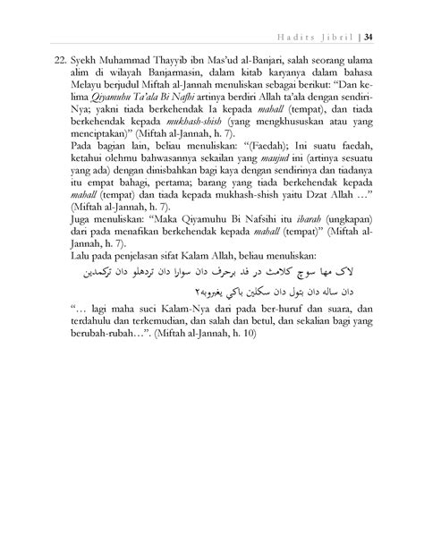 Tugas Agama Hadist Jibril 46 H A D I T S J I B R I L 34 Syekh Muhammad Thayyib Ibn Mas‟ud