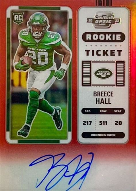 Breece Hall 2022 Contenders Optic Rookie Ticket Auto Red 105 Price