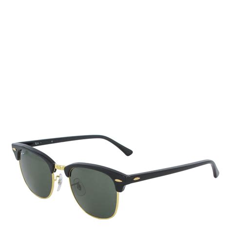 Unisex Black Gold Clubmaster Sunglasses 49mm Brandalley