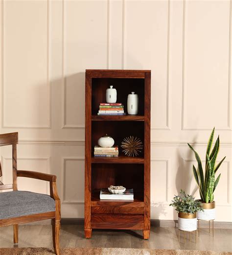 Buy Rezzan Sheesham Wood Book Shelf In Scratch Resistant Honey Oak