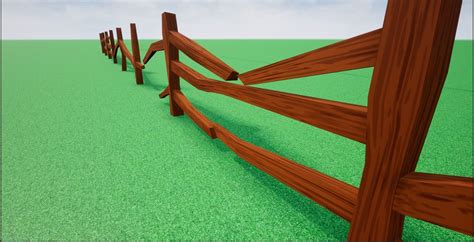 3d Model Cartoonish Low Poly Modular Wooden Fence Vr Ar Low Poly