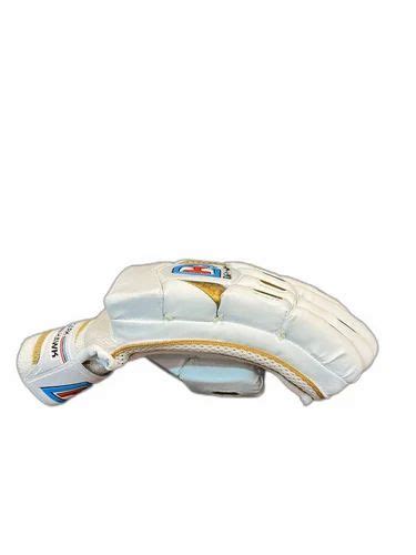 Strap Polyurethane White Gold Cricket Batting Gloves For Used In