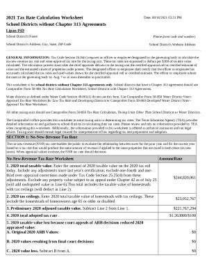 Fillable Online 2023 Tax Rate Calculation Worksheet School Districts