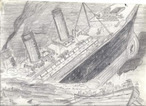 Titanic Ship Drawing Sinking