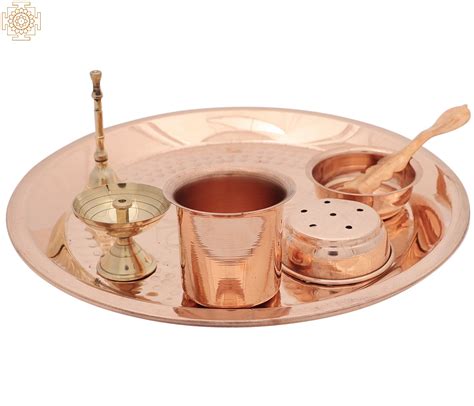 Copper Puja Thali Set Exotic India Art