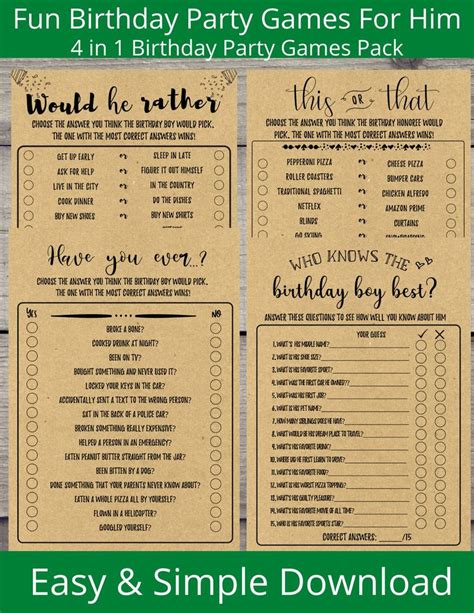 Birthday Bingo Party Games Printable Adult Games For Her 18th 21st 30th