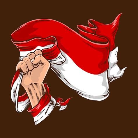 Detail Vector Tangan Mengepal Bendera Indonesia Merah Putih Png Tinta