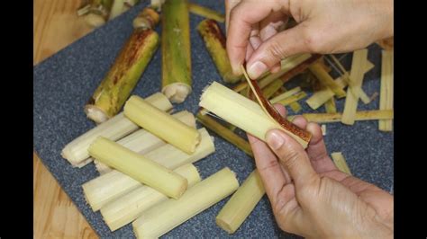 How To Cut And Peel Sugarcane Sugarcane Cutting Peel Sugarcane