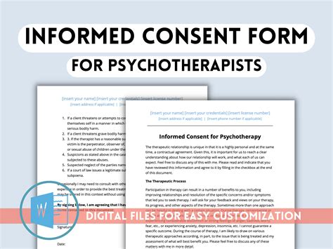 Informed Consent Form For Therapists Counselors Psychotherapists