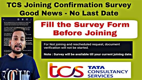 Tcs Confirmed Joining Survey Mail For Remaining Candidates Tcs